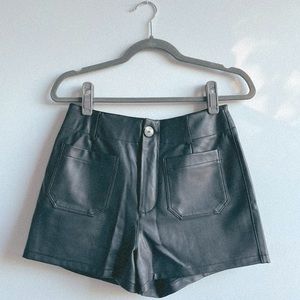 Maeve High Waisted Leather Shorts